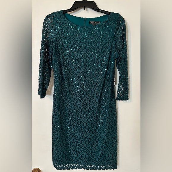 JESSICA HOWARD DARK GREEN SEQUINED SHEATH DRESS - NWT - Picture 2 of 3